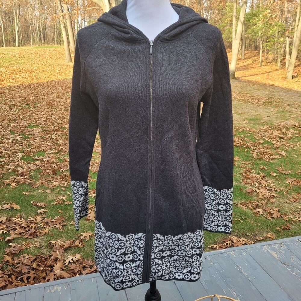 Cynthia Rowley Hooded Nordic Zip Cardigan size Medium